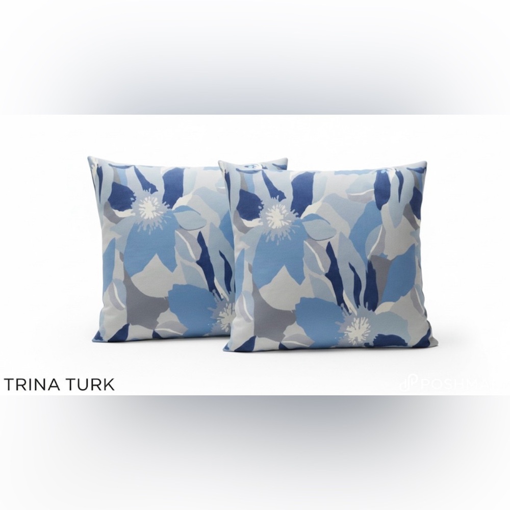 Trina Turk (2) Pillow Shams With A Large Abstract Floral Pattern - Picture 2 of 8